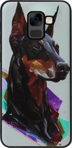 ADEL Siliconen Back Cover Softcase Hoesje Geschikt voor Samsung Galaxy A8 Plus (2018) - Doberman Pinscher Hond