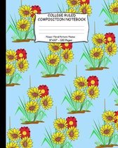 College Ruled Composition Notebook. Flower Floral Pattern Theme