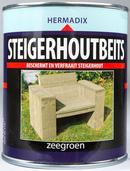 Foto: Hermadix steigerhoutbeits 0 75 liter zee groen