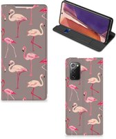 Stand Case Geschikt voor Samsung Galaxy Note20 Hoesje met naam Flamingo