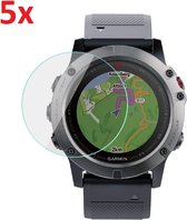 Tempered Glass Screenprotector  Geschikt Voor Garmin Fenix 5X (Plus/Sapphire) - Screen Protector Ultradun Gehard Glas - Display Schermbeschermer Beschermglas - Set Van 5 Stuks