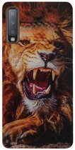 ADEL Siliconen Back Cover Softcase Hoesje Geschikt Voor Samsung Galaxy A7 (2018) - Leeuw Oranje
