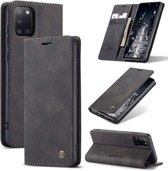 CaseMe Samsung A31 Hoesje Zwart - Retro Wallet Slim | Opbergvakjes | Kickstand