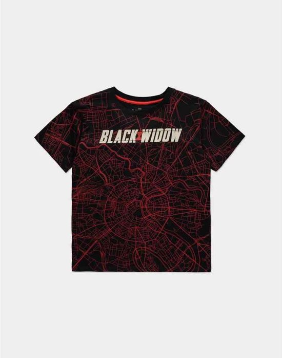 Marvel Black Widow - City Map Dames Tshirt - XL - Zwart