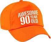 Awesome 90 year old verjaardag pet / cap oranje voor dames en heren - baseball cap - verjaardags cadeau - petten / caps