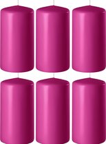 8x Fuchsia roze cilinderkaarsen/stompkaarsen 6 x 8 cm 27 branduren - Geurloze kaarsen fuchsia roze - Woondecoraties