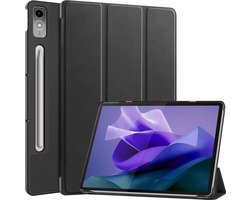 Hoesje - Geschikt voor Lenovo Tab P12 - Dun & Stevig - Trifold Bookcase Hoes - Hard Cover Case - Met Uitsparing Geschikt voor Lenovo Pen - Hardcover Book - Tablethoes - Zwart