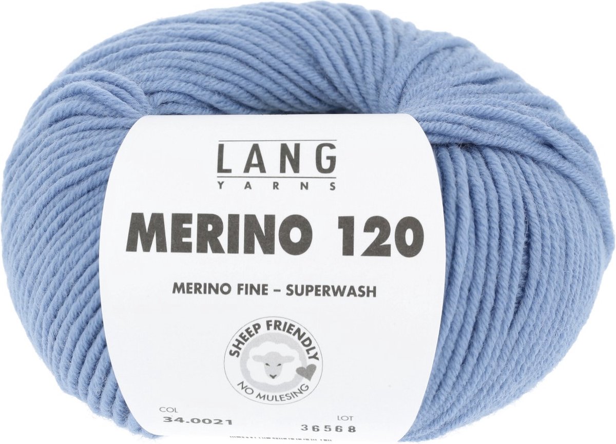 Lang Yarns Merino 120 - 21 jeansblauw - Merinowol Garen