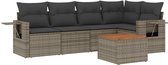 Bol.com vidaXL - 6-delige - Loungeset - met - kussens - poly - rattan - grijs aanbieding