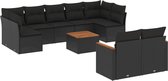 vidaXL - 10-delige - Loungeset - met - kussens - poly - rattan - zwart