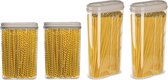Plasticforte Voedselcontainers set - 4 stuks - beige - 2350/1500ml - kunststof - voorraadpot