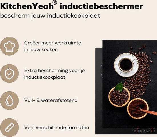 KitchenYeah® Inductie beschermer 80x52 cm - Quotes - Spreuken - Life begins after coffee - Koffie - Kookplaataccessoires - Afdekplaat voor kookplaat - Inductiebeschermer - Inductiemat - Inductieplaat mat