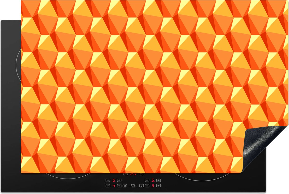 KitchenYeah® Inductie beschermer 80.2x52.2 cm - Oranje - Patronen - 3D - Kookplaataccessoires - Afdekplaat voor kookplaat - Inductiebeschermer - Inductiemat - Inductieplaat mat
