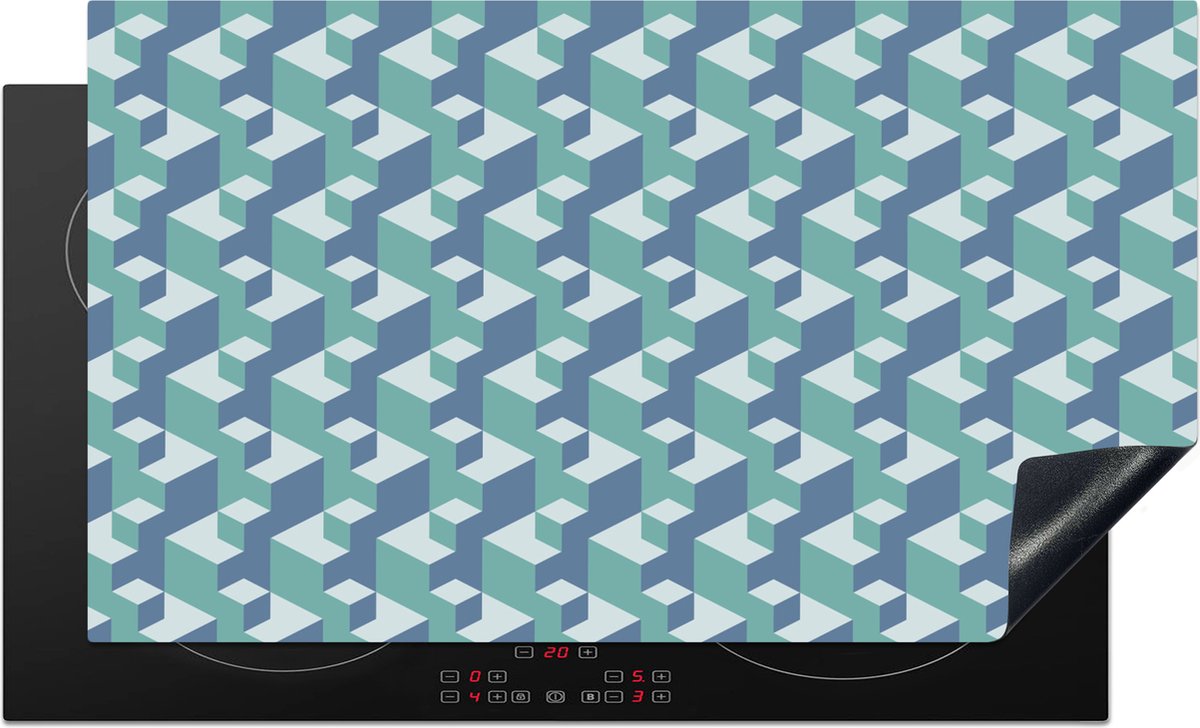 KitchenYeah® Inductie beschermer 89.6x51.6 cm - Patronen - Kubus - 3D - Kookplaataccessoires - Afdekplaat voor kookplaat - Inductiebeschermer - Inductiemat - Inductieplaat mat
