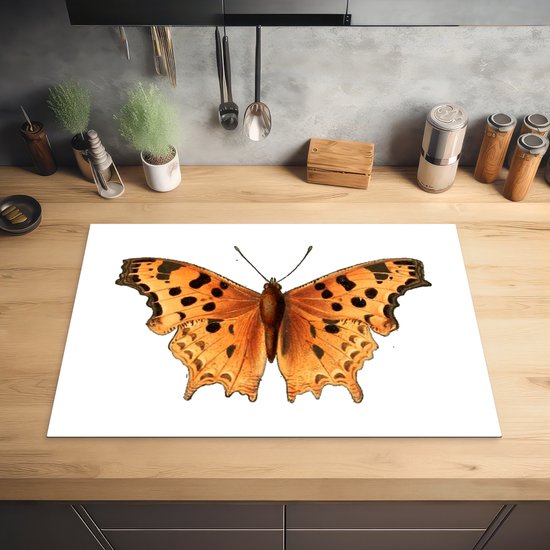 KitchenYeah® Inductie beschermer 78x52 cm - Aurelia - Vlinder - Oranje. - Kookplaataccessoires - Afdekplaat voor kookplaat - Inductiebeschermer - Inductiemat - Inductieplaat mat