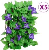 vidaXL-Kunstplant-klimop-op-latwerk-5-st-uittrekbaar-180x20-cm-groen