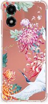 GSM Hoesje Geschikt voor Motorola Moto G24 | G24 Power | G04 Telefoonhoesje Valbescherming met transparante rand Bird Flowers