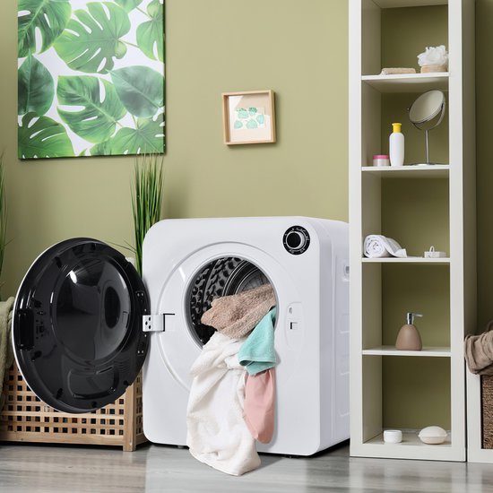 Sweiko Afvoerluchtdroger Wasdroger, RVS droger, 3 kg, 830W, Wit/Drievoudige filter, 5 programma's, wit, Overhittebescherming, Wandmontage [Energieklasse C]