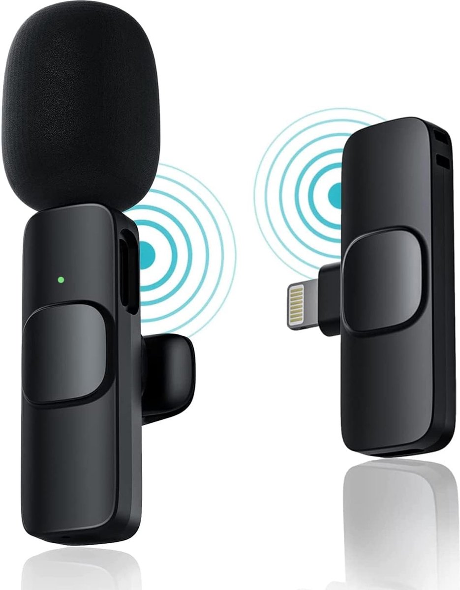 Draadloze Lavalier-microfoon voor iPhone, Plug-Play Draadloze Bluetooth-microfoon voor YouTube, TikTok, Facebook Live Stream, Ruisonderdrukking Auto-Sync