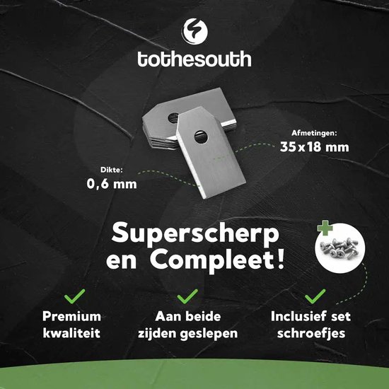 To the South® Robotmaaier Mesjes staal geschikt voor Husqvarna Automower Hybrid - 9 stuks