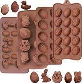 Capgoost Siliconen chocoladevormen, 4 stuks siliconen vormen voor Pasen, paasei, chocolade, eieren, paashaas, siliconen vormen, bakvorm, doe-het-zelf chocoladevorm, 3D-snoepvormen voor snoep, gelei