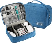 Travel bag- Reis tas - Kabel Organizer Tas - Digitale Opbergtas voor Tablet, Kabels en Accessoires - Oplader tas - Elektronica - Etui - Organizer - Blauw