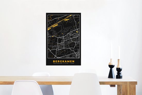 Poster City Map – Carte – Bergkamen – Or – Allemagne – Carte - 60x90 cm