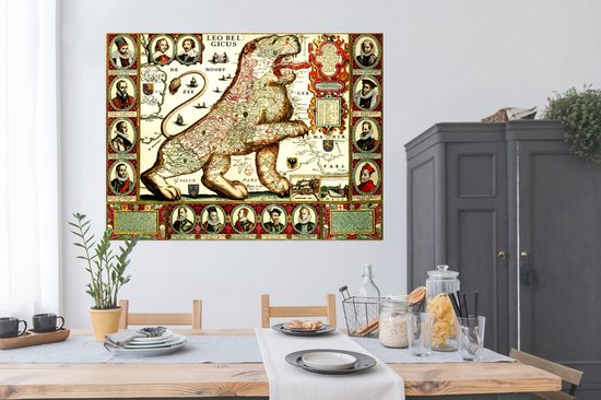 Carte historique des anciens Nederland Poster 160x120 cm - Tirage photo sur Poster (décoration murale salon / chambre) XXL / Groot format!