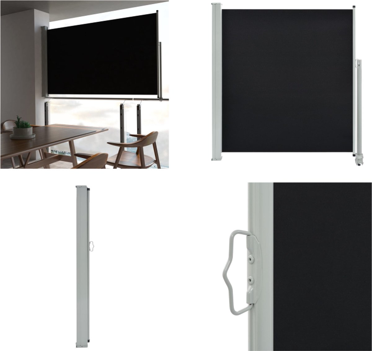 VidaXL Tuinscherm uittrekbaar 140x300 cm zwart Windscherm Windschermen Zijscherm Zijschermen