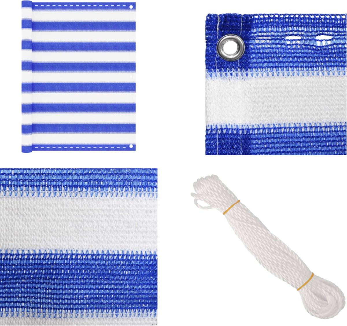 VidaXL Balkonscherm 90x300 cm HDPE blauw en wit Balkonscherm Balkonschermen Privacyscherm Scherm