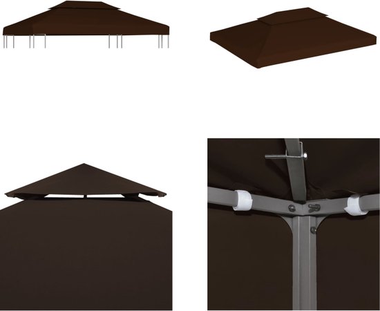 vidaXL Prieeldak 2-laags 310 g/m² 4x3 m bruin - Prieeldak - Prieeldaken - Prieelluifel - Prieelluifels