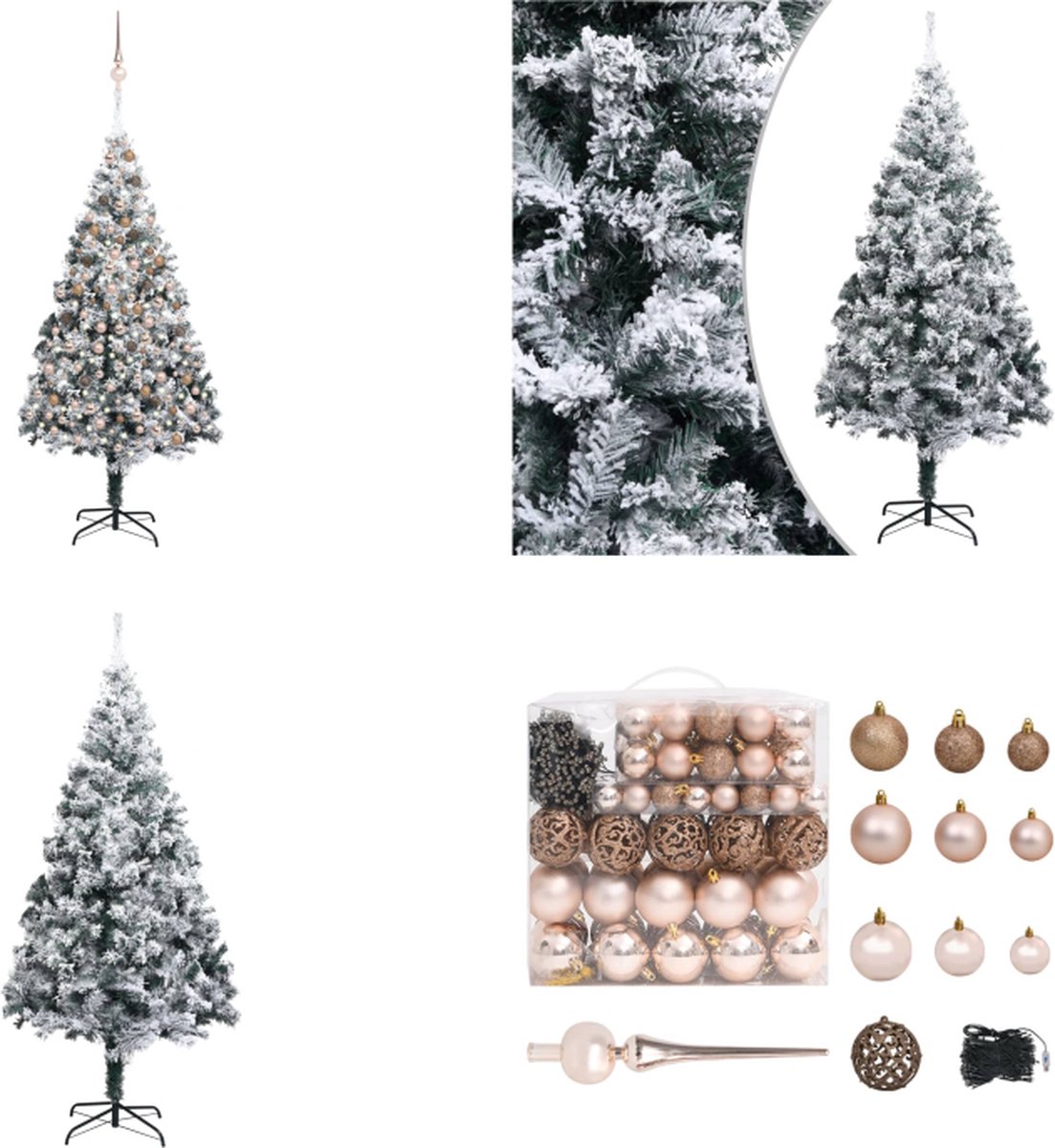 vidaXL Kunstkerstboom met LED's en kerstballen 240 cm PVC groen - Kunstkerstboom - Kunstkerstbomen - Kerstboom - Kerstdecoratie