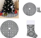 vidaXL Kerstboomrok luxe met sok 122 cm stof grijs - Kerstboomjurk - Kerstboomjurken - Kerstboomrok - Kerstboomrokken