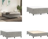 vidaXL Boxspringframe fluweel lichtgrijs 140x200 cm - Boxspring Bed Frame - Boxspring Bed Frames - Bed - Slaapkamer Meubels