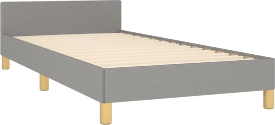 vidaXL Cadre de lit avec tête de lit Tissu Gris clair 100x200 cm - Cadre de lit avec tête de lit - Encadrements de lit avec têtes de lit - Lit - Meubles de couchage