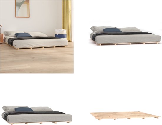 vidaXL Bedframe massief grenenhout 200x200 cm - Bedframe - Bedframes - Bed - Bedbodem