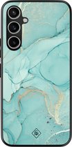 Casimoda® hoesje - Geschikt voor Samsung Galaxy S23 FE - Marmer mint groen - Zwart TPU Backcover - Marmer - Mint