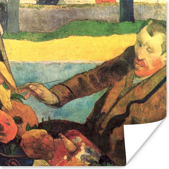 Poster De zonnebloemenschilder - Vincent van Gogh - 100x100 cm XXL