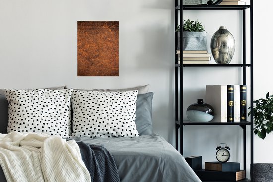 Poster Leer - Structuur - Bruin - Oranje - 30x40 cm - Kerstversiering - Kerstdecoratie voor binnen - Kerstmis