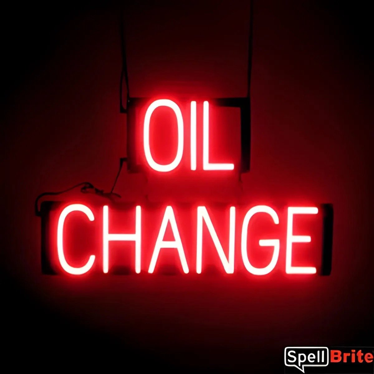 OIL CHANGE - Lichtreclame Neon LED bord verlicht | SpellBrite | 63 x 38 cm | 6 Dimstanden - 8 Lichtanimaties | Reclamebord neon verlichting