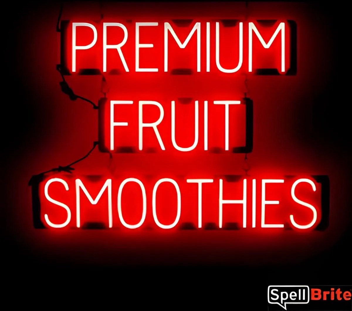PREMIUM FRUIT SMOOTHIES - Lichtreclame Neon LED bord verlicht | SpellBrite | 86 x 61 cm | 6 Dimstanden - 8 Lichtanimaties | Reclamebord neon verlichting