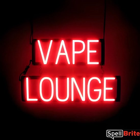 VAPE LOUNGE - Néon publicitaire Néon LED enseigne lumineuse | SortBrite | 60 x 38 cm | 6 modes de gradation - 8 animations lumineuses | Éclairage au néon pour panneaux publicitaires