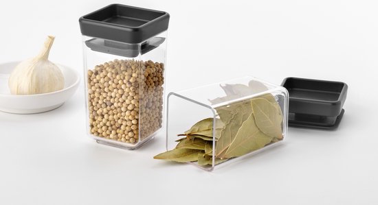 Brabantia Tasty+ Bidons alimentaires - Empilables - 2 x 0 l - Gris foncé