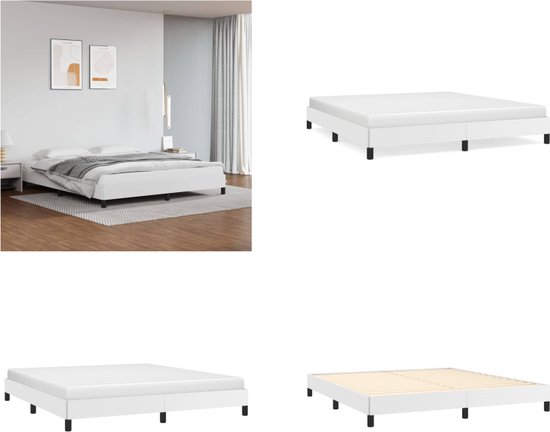 vidaXL Bedframe kunstleer wit 180x200 cm - Bedframe - Bedframes - Bed - Slaapmeubel