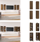 vidaXL Tv-meubelen 4 st 30-5x30x90 cm bewerkt hout bruineikenkleurig - Tv-kast - Tv-kasten - Tv-meubel - Tv-meubel Met LED-verlichting