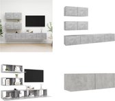 vidaXL 4-delige Tv-meubelset spaanplaat betongrijs - Tv-kastenset - Tv-kastensets - Tv-kasten - Tv-meubelset