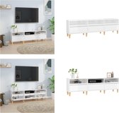 vidaXL Tv-meubel 150x30x44-5 cm bewerkt hout hoogglans wit - Tv-meubel - Tv-meubels - Tv-standaard - Televisiemeubel