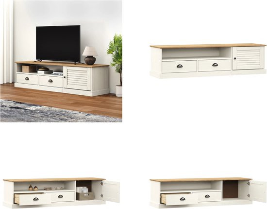 vidaXL VIGO Meuble TV - 156 x 40 x 40 cm - Bois de pin Massief avec espace de rangement - Meuble