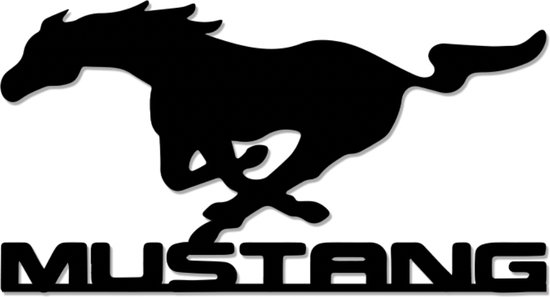 Mustang - Logo - Metaalkunst - Wit - 90 x 42 cm - Auto Decoratie - Muur Decoratie- Man Cave - Cadeau voor man- Inclusief ophangsysteem