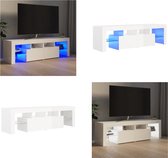 vidaXL Tv-meubel met LED-verlichting 140x36-5x40 cm hoogglans wit - Tv-kast - Tv-kasten - Tv-meubel - Hifi-meubel